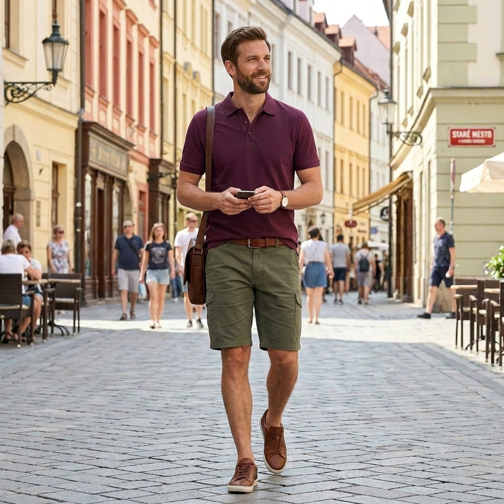 Pánska purpurová Hi-FLEX Piqué polokošeľa BRAX