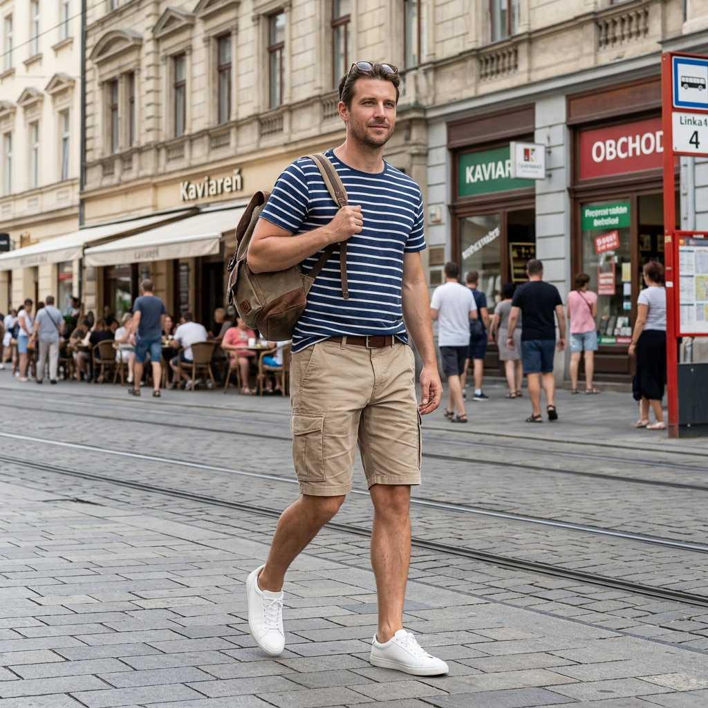 Pánske béžové bavlnené bermudy BRAX regular fit