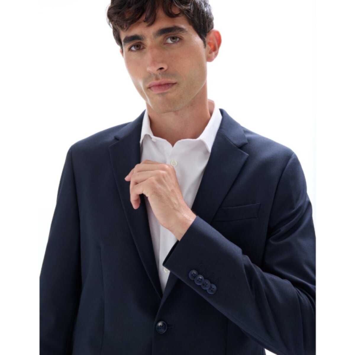 Pánsky tmavomodrý bi-stretch oblek CELIO slim fit