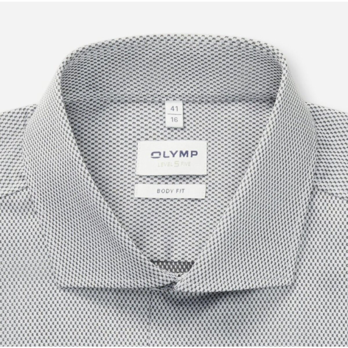 Pánska antracitová košeľa so štruktúrou OLYMP body fit predĺžený rukáv