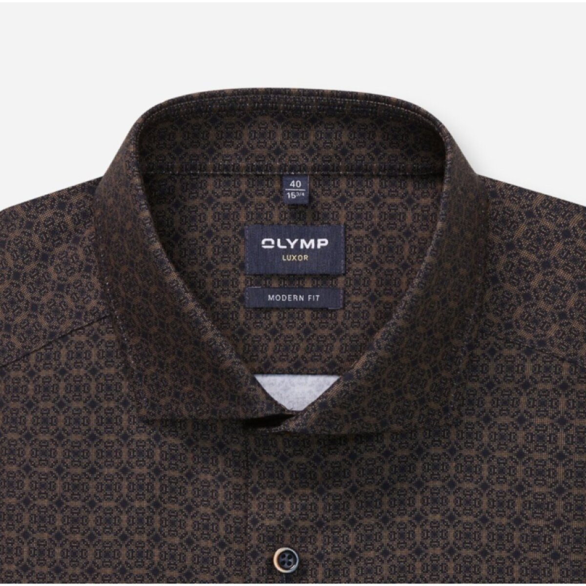 Pánska hnedá vzorovaná košeľa OLYMP modern fit