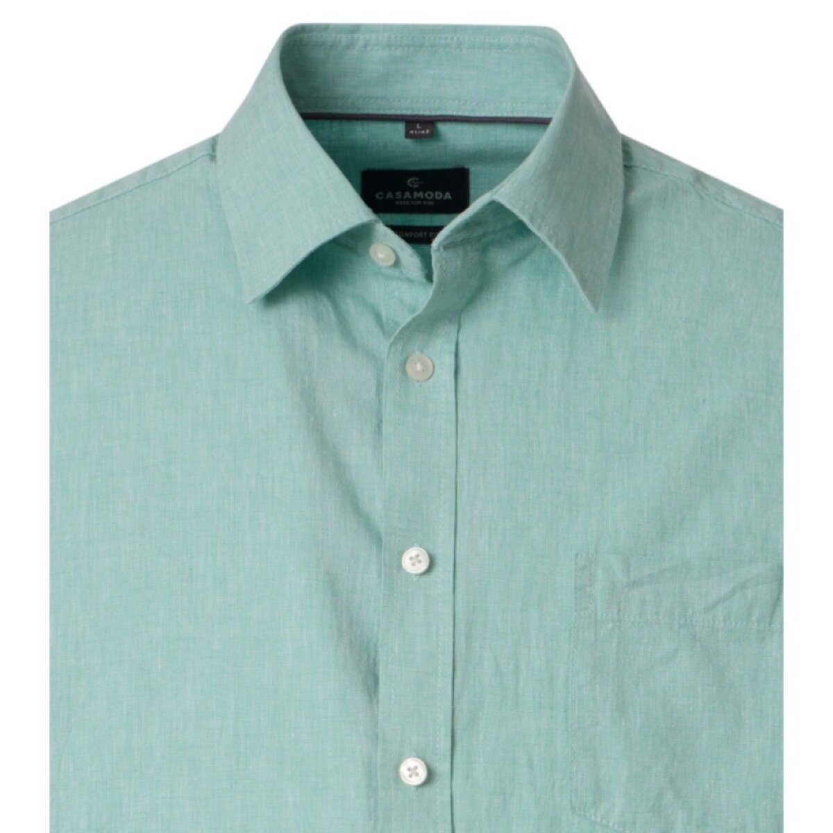Pánska zelená bavlnená košeľa s ľanom CASA MODA comfort fit
