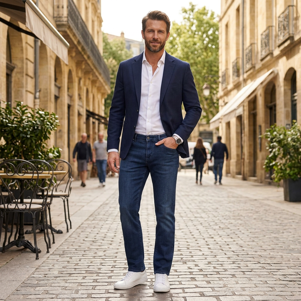 Pánske Premium tencel modré džínsy ALBERTO regular fit