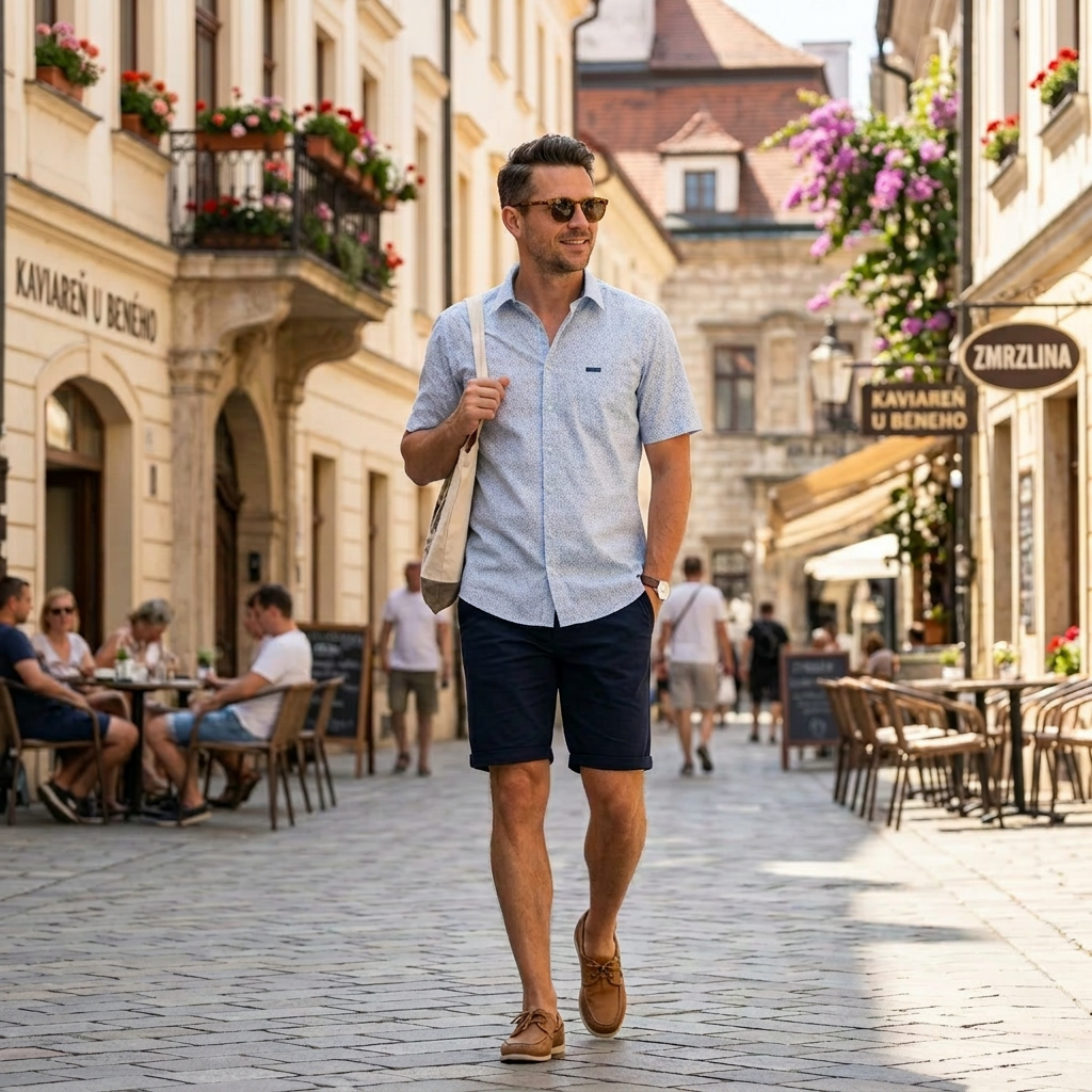 Pánska modrá ľanová košeľa s bavlnou CASA MODA casual fit