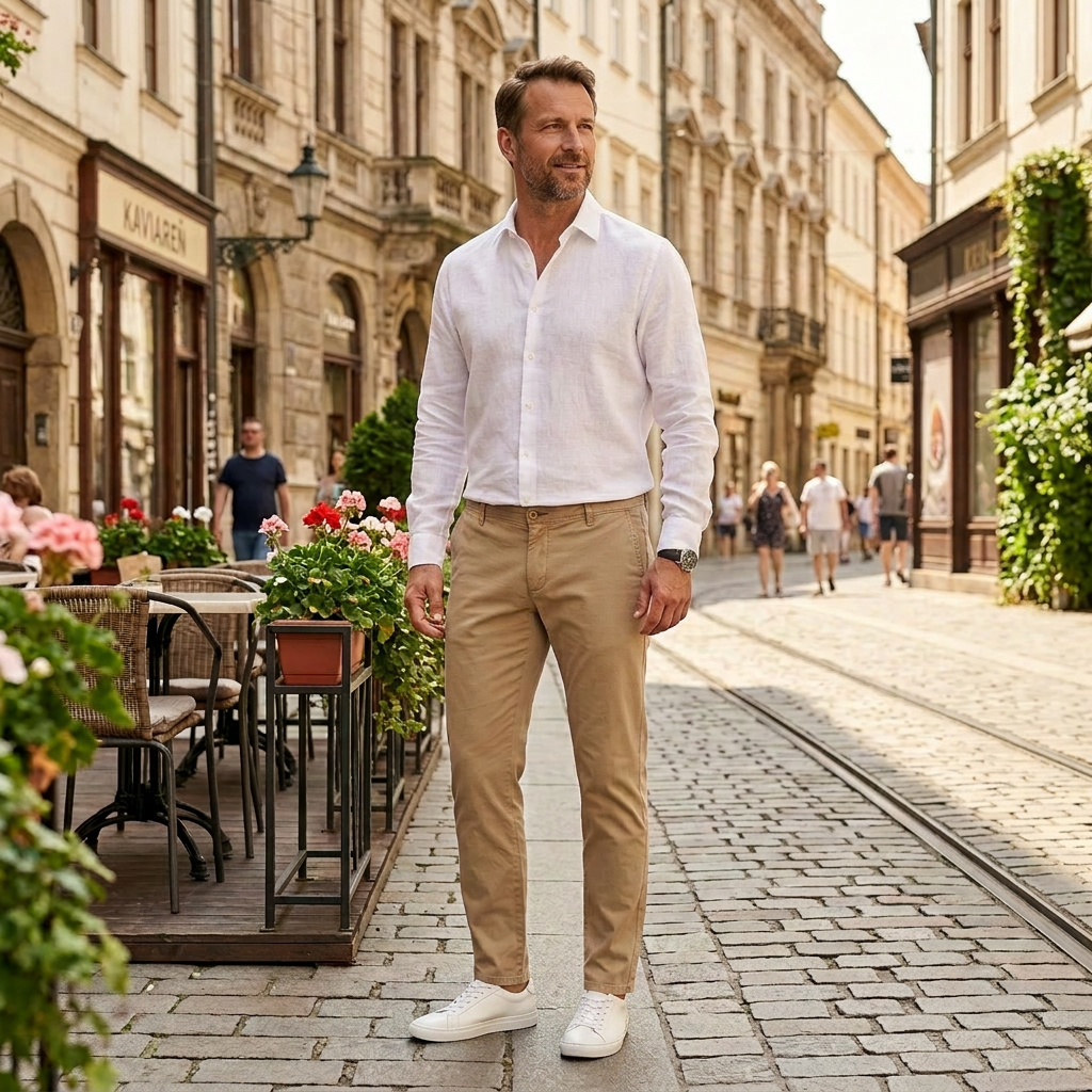 Pánske super light tencel chino nohavice ALBERTO slim fit