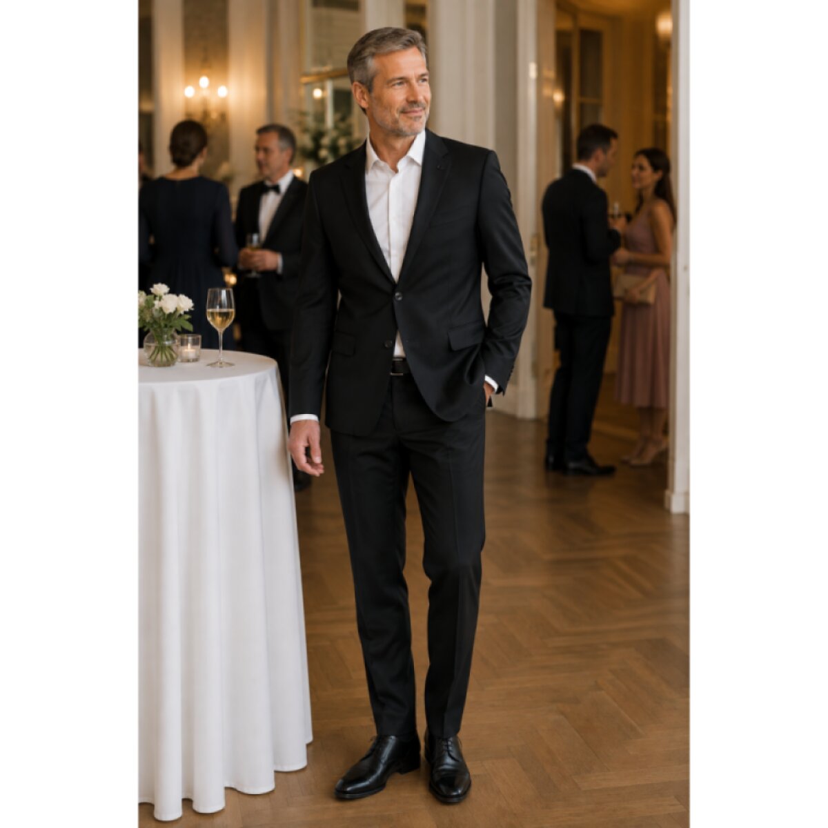 Pánsky čierny oblek easywool DIGEL modern fit