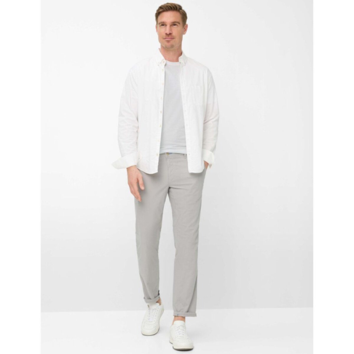 Pánske sivé Hi-FLEX chino nohavice BRAX modern fit