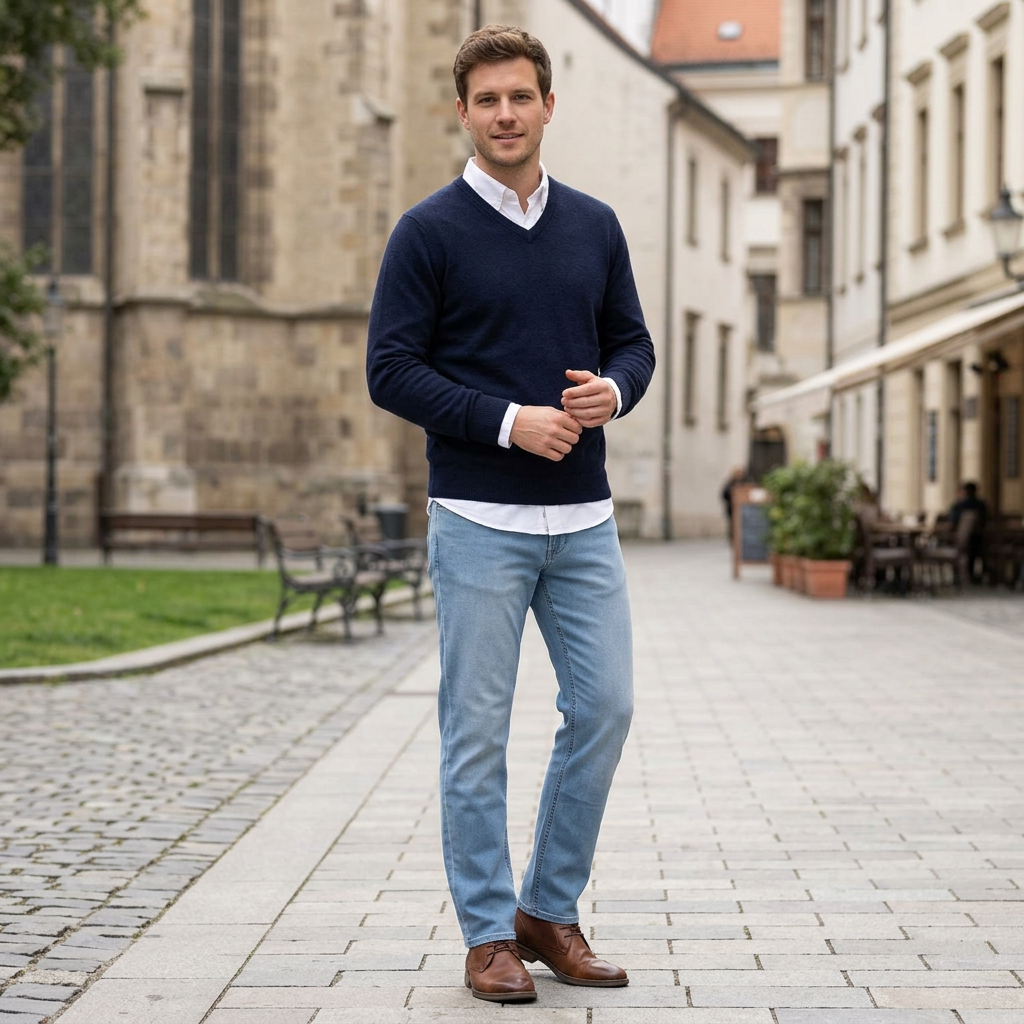 Pánske svetlomodré Ultralight džínsy HATTRIC modern fit