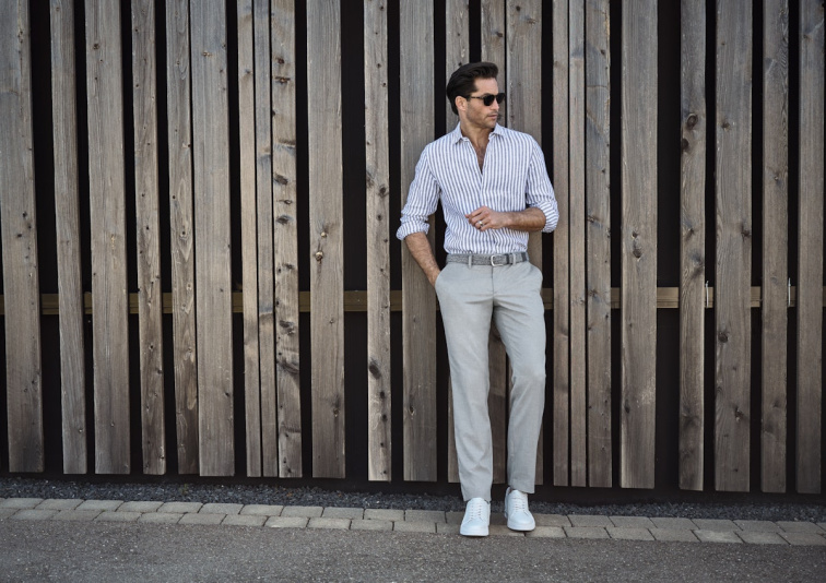 Pánske super light tencel chino nohavice ALBERTO slim fit