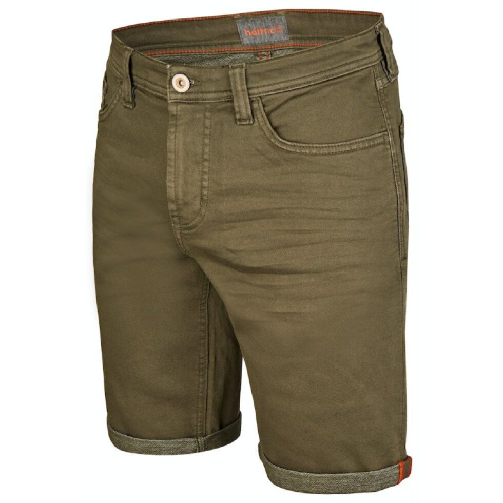 Pánske kaki elastické Jogg denim bermudy HATTRIC
