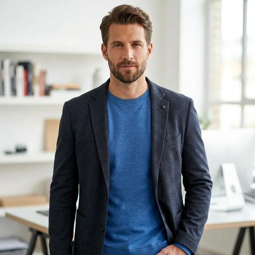 Pánske modré soft-knit tričko RAGMAN