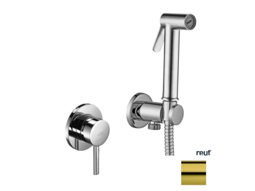 Paffoni Bidet Kit Bidetová batéria pod omietku, so spŕškou a telesom, zlatá KITDUP110HG