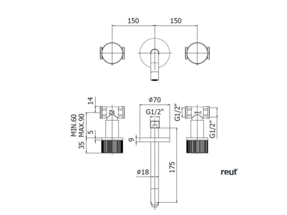 Paffoni Jo Umývadlová batéria pod omietku s telesom, 3-otvorová inštalácia, chróm JO003CR