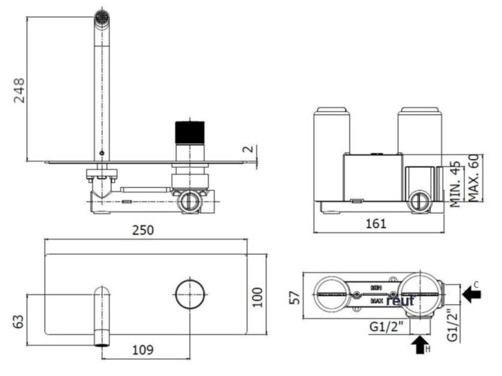 Paffoni Jo Umývadlová batéria pod omietku, s telesom, chróm JO106CR
