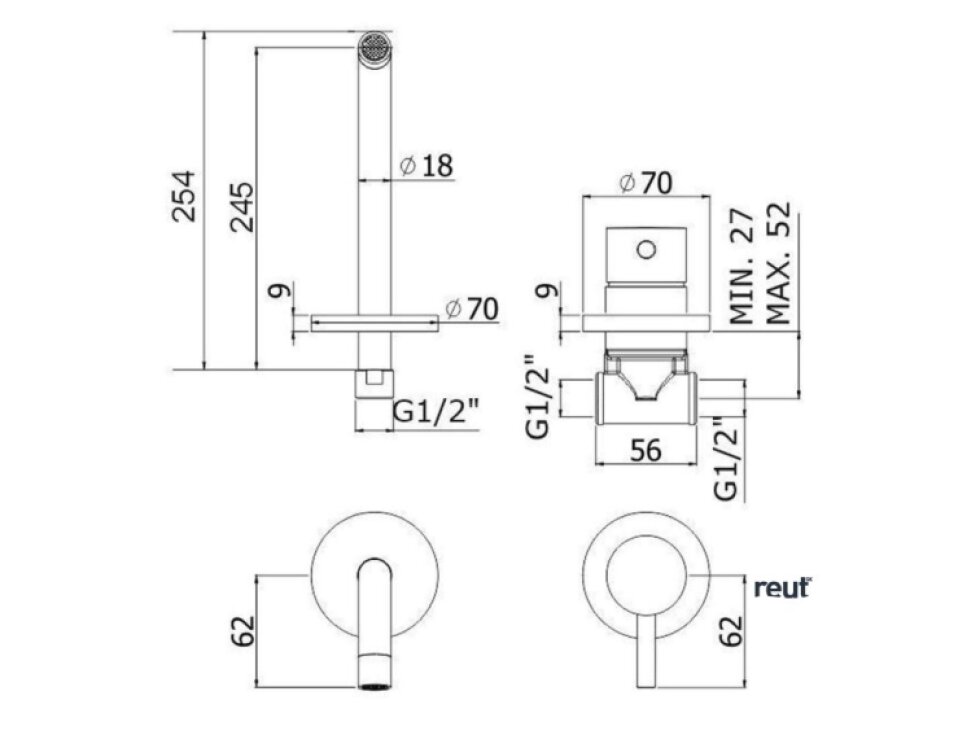 Paffoni Light Umývadlová batéria pod omietku s telesom, 2-otvorová inštalácia, biela mat LIG007BO70