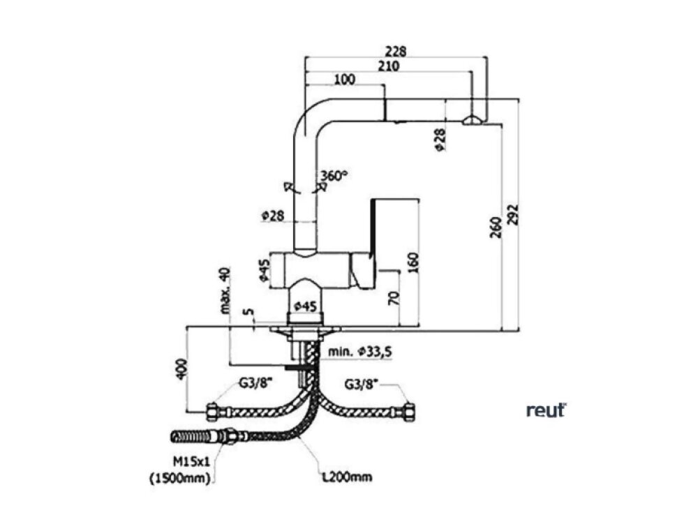 Paffoni Ringo Dřezová baterie s výsuvnou spŕškou, chrom RIN285CR
