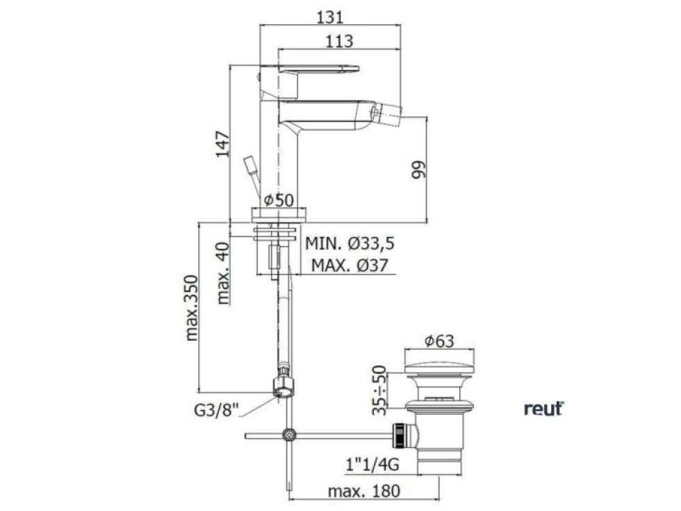 Paffoni Candy Bidetová baterie s výpustí, chrom CA135CR