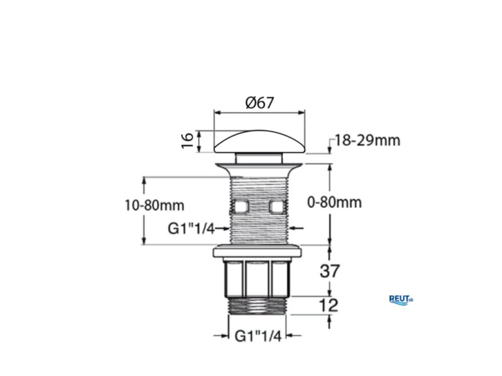 Sapho BLOK umývadlová výpust 5/4", click-clack, zátka leštený biely mramor 2401-921