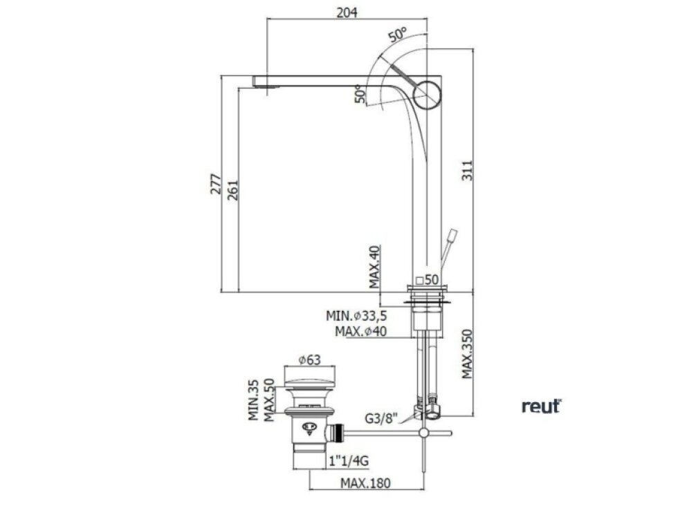 Paffoni Rock Umývadlová batéria s výpustom, chróm RO085CR
