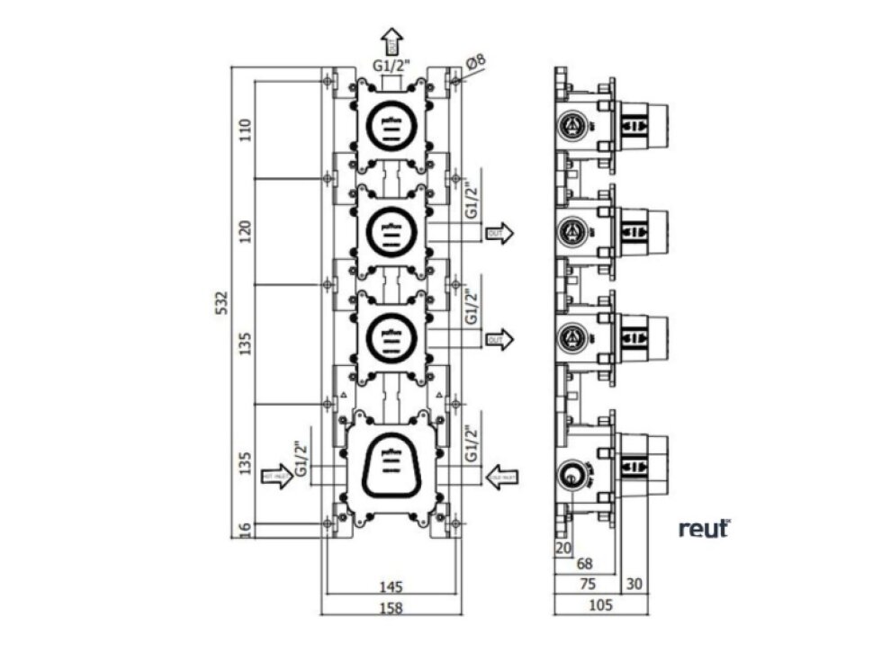 Paffoni Modular Box Základné teleso pre termostatické batérie pod omietku MDBOX019