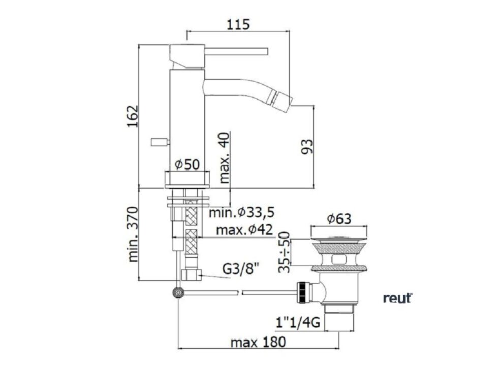 Paffoni Light Bidetová batéria s výpustom, kefovaná zlatá LIG135HGSP