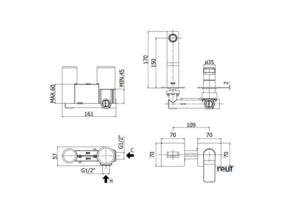 Paffoni Tilt Umývadlová batéria pod omietku s telesom, 2-otvorová inštalácia, matná biela TI104BO70