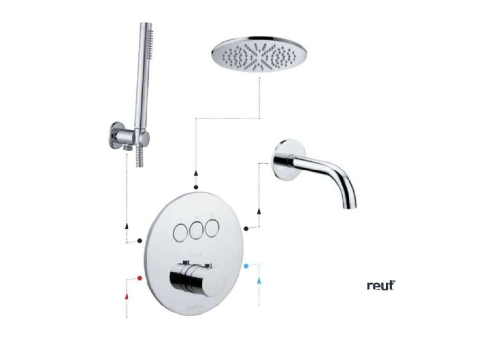 Paffoni Compact Box Termostatická batéria pod omietku, na 3 spotrebiče, nerezová CPT019ST