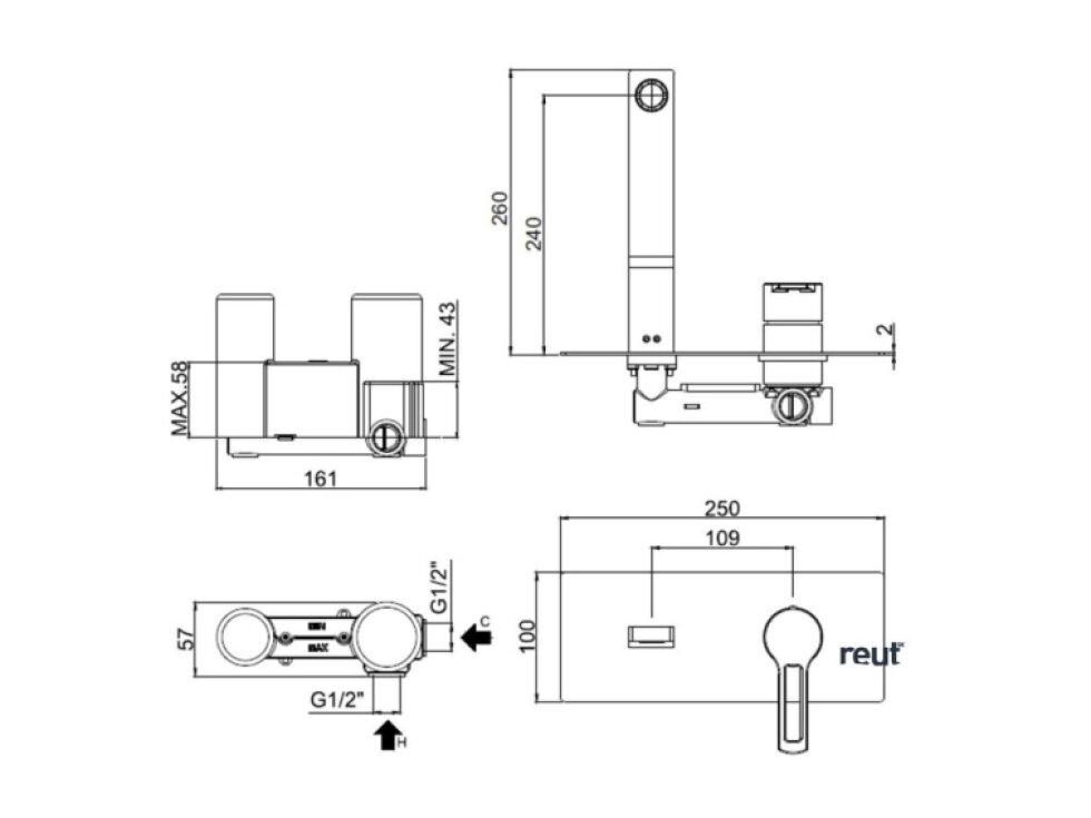 Paffoni Ringo Umývadlová batéria pod omietku s telesom, matná čierna RIN106NO