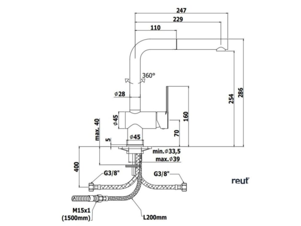 Paffoni Ringo Drezová batéria s výsuvnou koncovkou, matná čierna RIN185NO