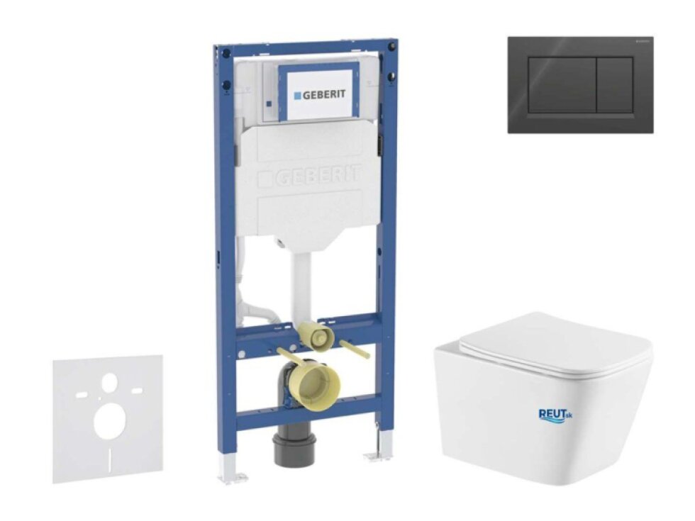 Geberit Duofix Set predstenovej inštalácie, klozetu Arkas I a dosky softclose, tlačidlo Sigma20, čierna lesk/čierna mat SANI11CA5182