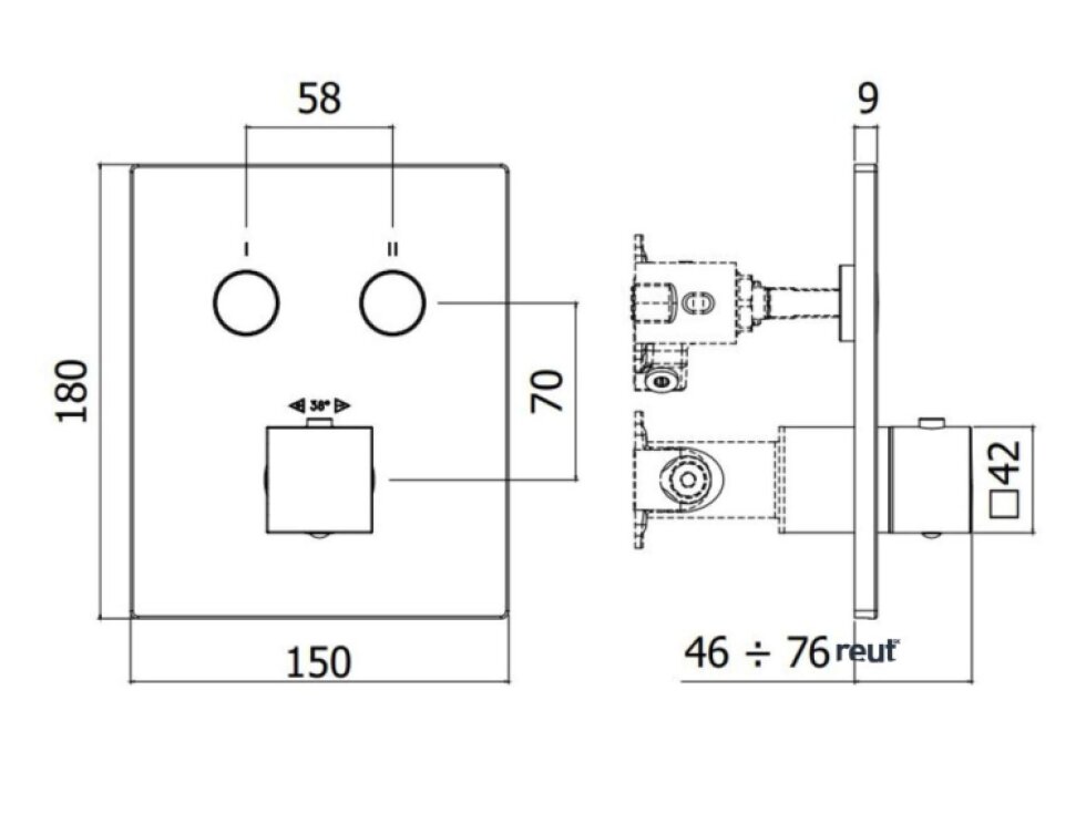Paffoni Compact Box Termostatická batéria pod omietku, na 2 spotrebiče, matná čierna CPT518NO