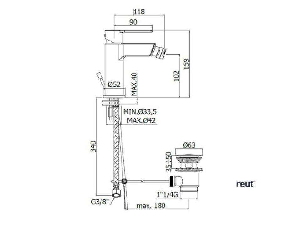 Paffoni Ringo Bidetová baterie s výpustí, chrom RIN135CR