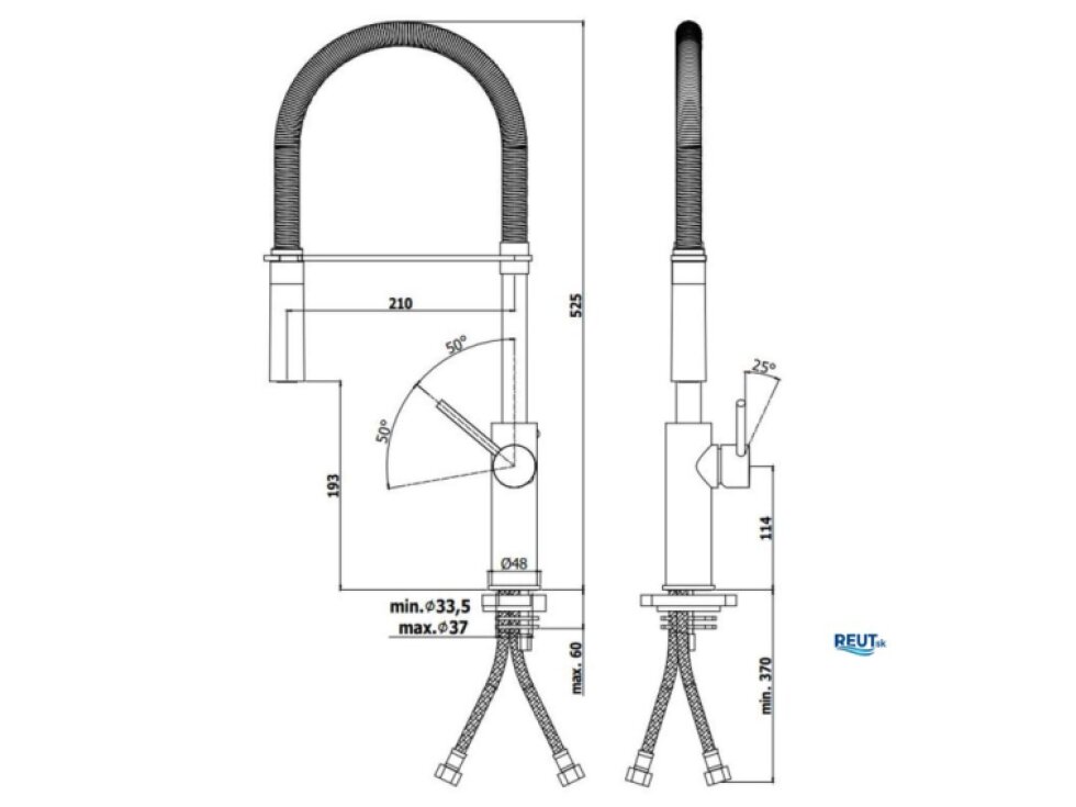 Paffoni Light Drezová batéria Professional s flexibilným ramenom, matná čierna LIG179NONO