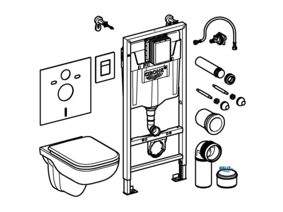 Grohe Solido Set predstenovej inštalácie, klozetu Edge Ceramic a dosky softclose, tlačidlo Even, chróm 39817000-GR