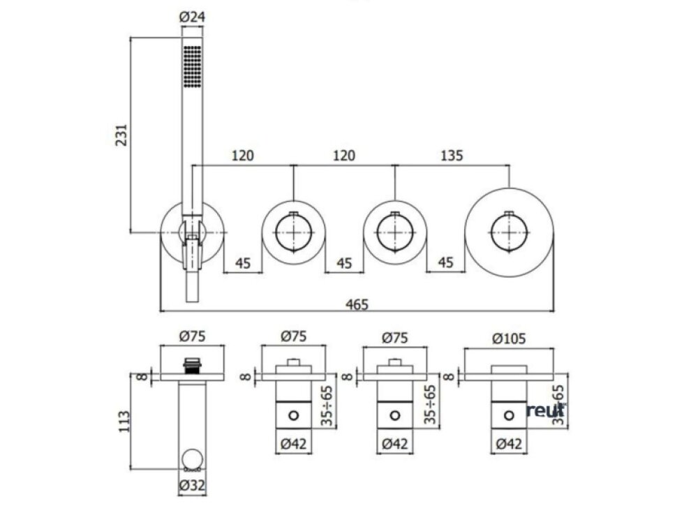 Paffoni Modular Box Termostatická batéria pod omietku, na 2 spotrebiče, matná biela MDE000BO