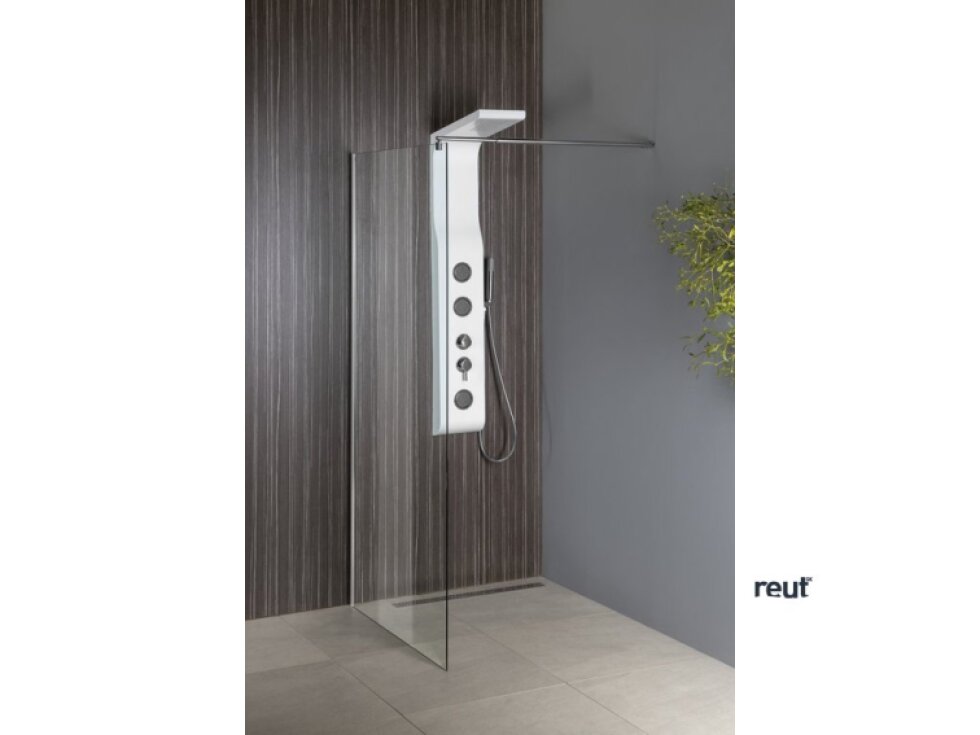 Aqualine WALK-IN stena na inštaláciu na múr so vzperou, jednodielna, 1200x1900mm, sklo číre WI121