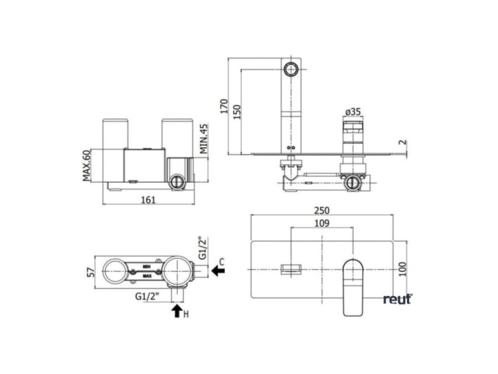 Paffoni Tilt Umývadlová batéria pod omietku s telesom, nerezová TI104ST