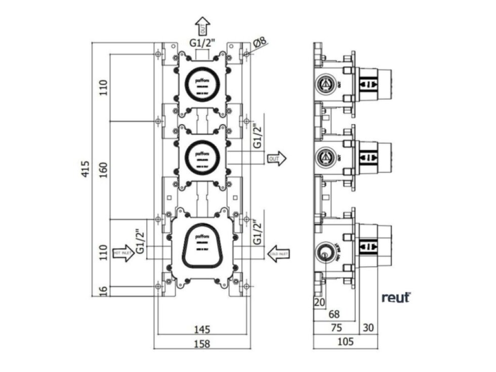 Paffoni Modular Box Základné teleso na termostatické batérie pod omietku MDBOX018