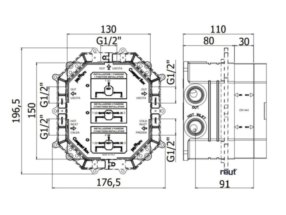 Paffoni Compact Box Základné teleso na batérie pod omietku CPBOX001