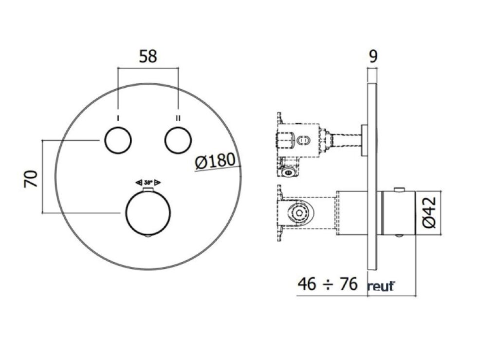 Paffoni Compact Box Termostatická batéria pod omietku, na 2 spotrebiče, zlatá CPT018HG