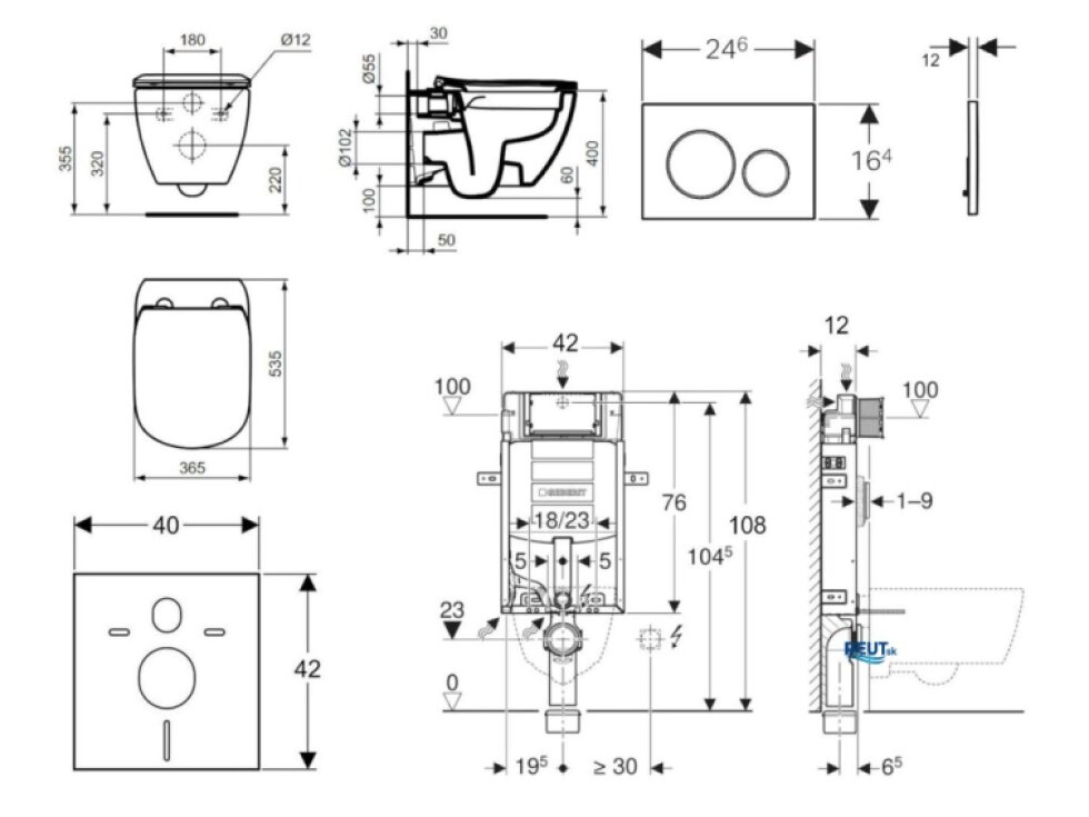 Geberit Kombifix Set predstenovej inštalácie, klozetu a dosky Ideal Standard Tesi, tlačidla Sigma20, Rimless, SoftClose, biela/chróm 110.302.00.5 NE4
