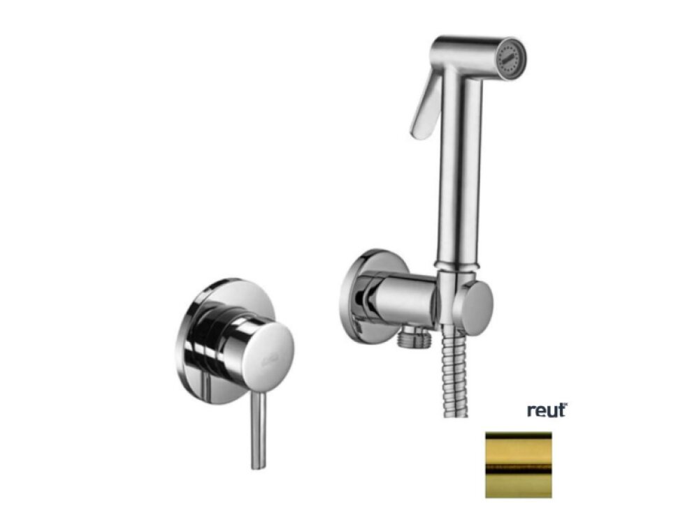 Paffoni Bidet Kit Bidetová batéria pod omietku, so spŕškou a telesom, kefovaná zlatá KITDUP110HGSP