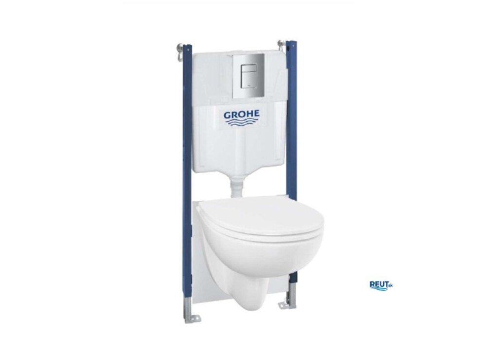Grohe Solido Set predstenovej inštalácie, klozetu Bau Ceramic a dosky softclose, tlačidlo Even, chróm 112954SH00-GR