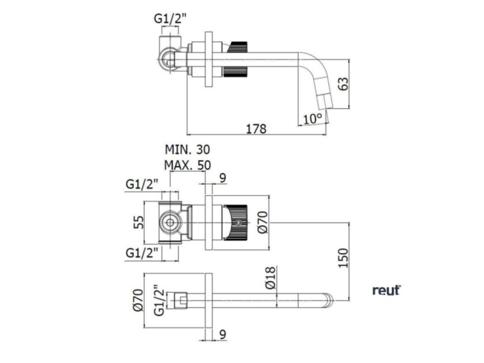Paffoni Jo Umývadlová batéria pod omietku s telesom, 2-otvorová inštalácia, matná čierna JO006NO70