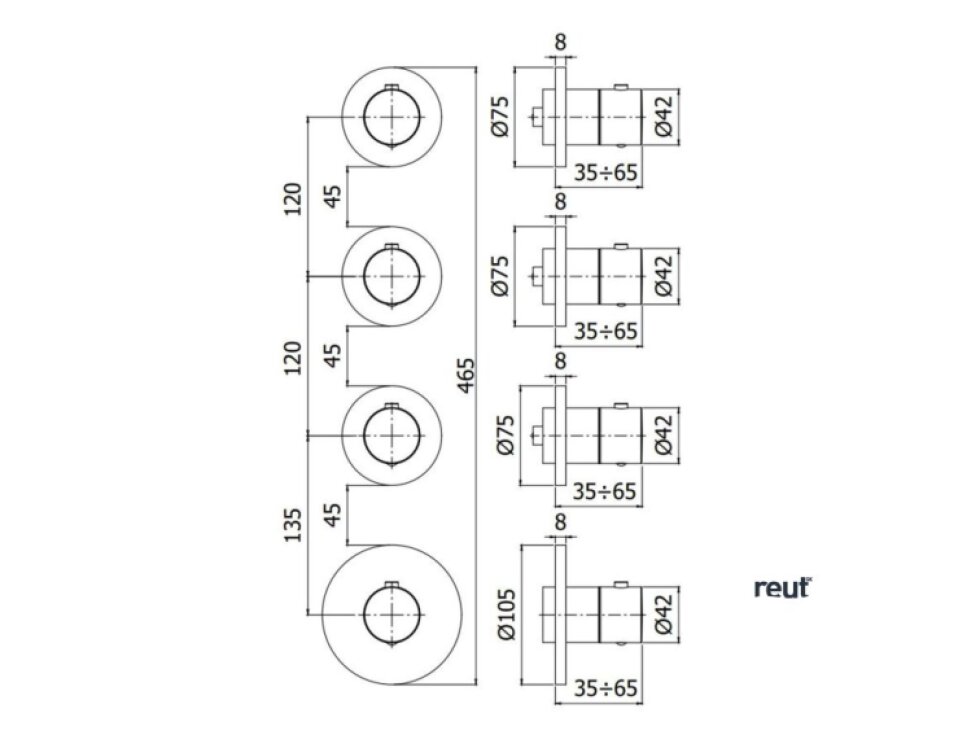 Paffoni Modular Box Termostatická batéria pod omietku, na 3 spotrebiče, kefovaná zlatá MDE019HGSP