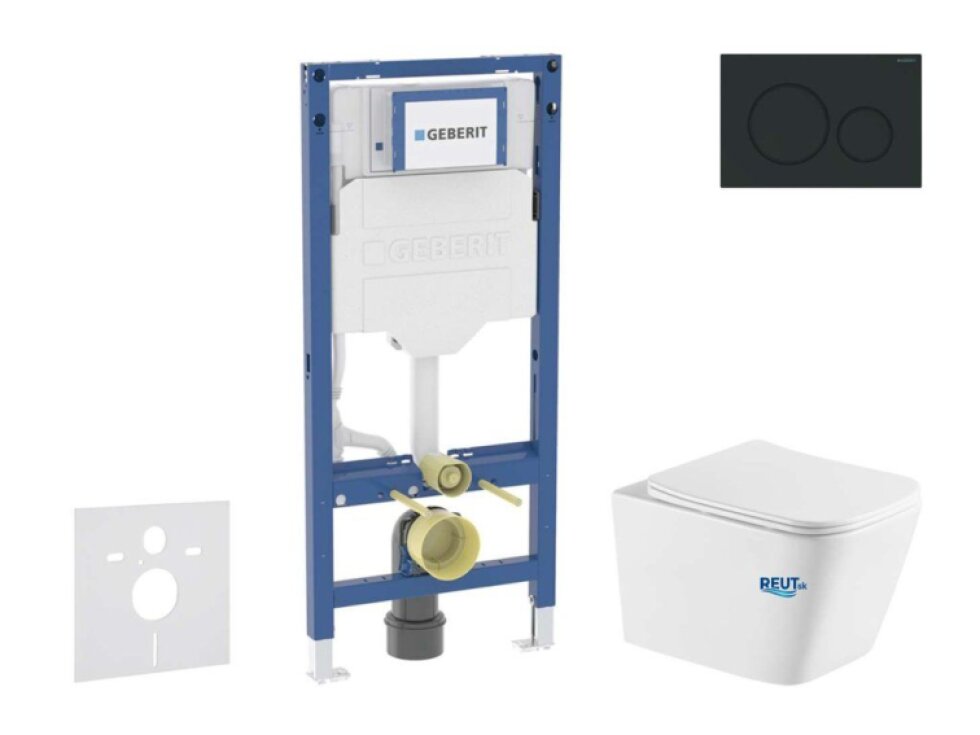 Geberit Duofix Set predstenovej inštalácie, klozetu Arkas I a dosky softclose, tlačidlo Sigma20, matná čierna/čierna SANI11CA5181