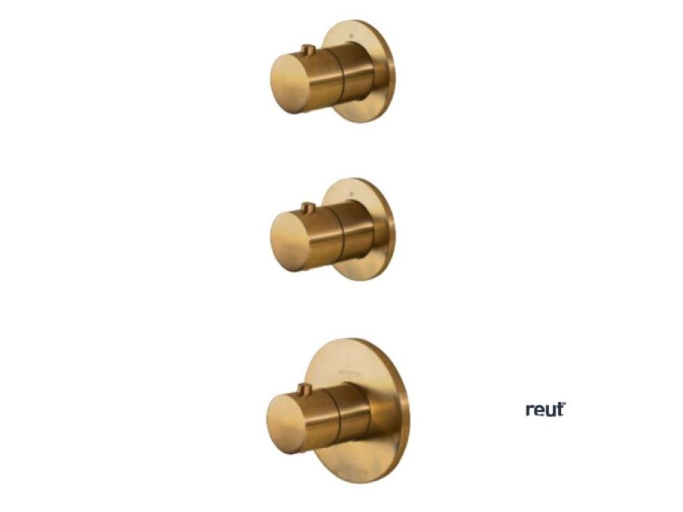Paffoni Modular Box Termostatická batéria pod omietku, na 2 spotrebiče, kefovaná zlatá MDE018HGSP