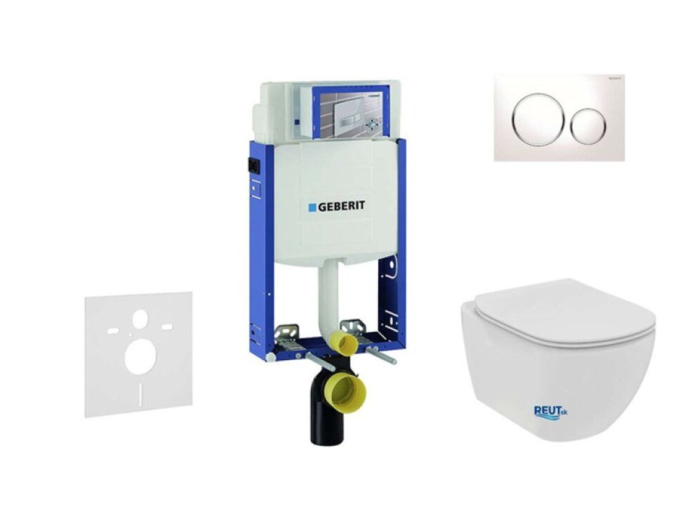 Geberit Kombifix Set predstenovej inštalácie, klozetu a dosky Ideal Standard Tesi, tlačidla Sigma20, Rimless, SoftClose, biela/chróm 110.302.00.5 NE4