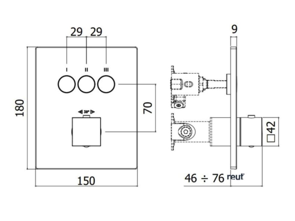 Paffoni Compact Box Termostatická batéria pod omietku, na 3 spotrebiče, matná čierna CPT519NO