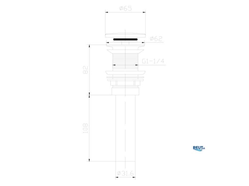 Sapho THIN umývadlová výpusť 5/4", click-clack, Rockstone zátka, biały mat WN721